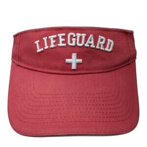 Life Guard Strapback Sun Visor Cap Red One Size Adjustable Embroidered Jhats